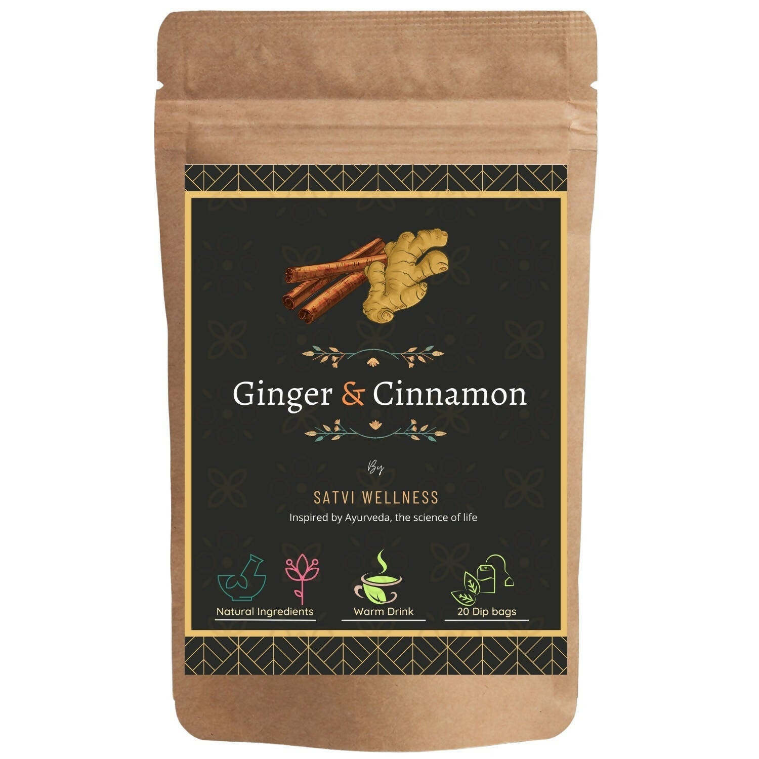 Satvi Wellness Ginger Cinnamon Tea | Herbal Tea Satvi Wellness