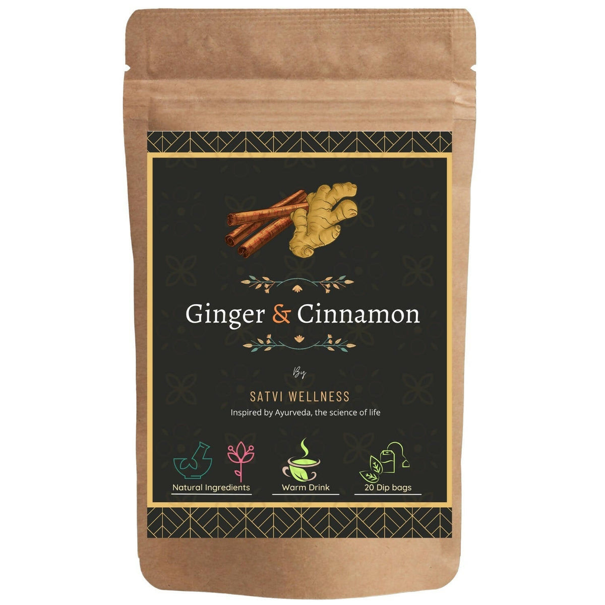 Satvi Wellness Ginger Cinnamon Tea | Herbal Tea Satvi Wellness