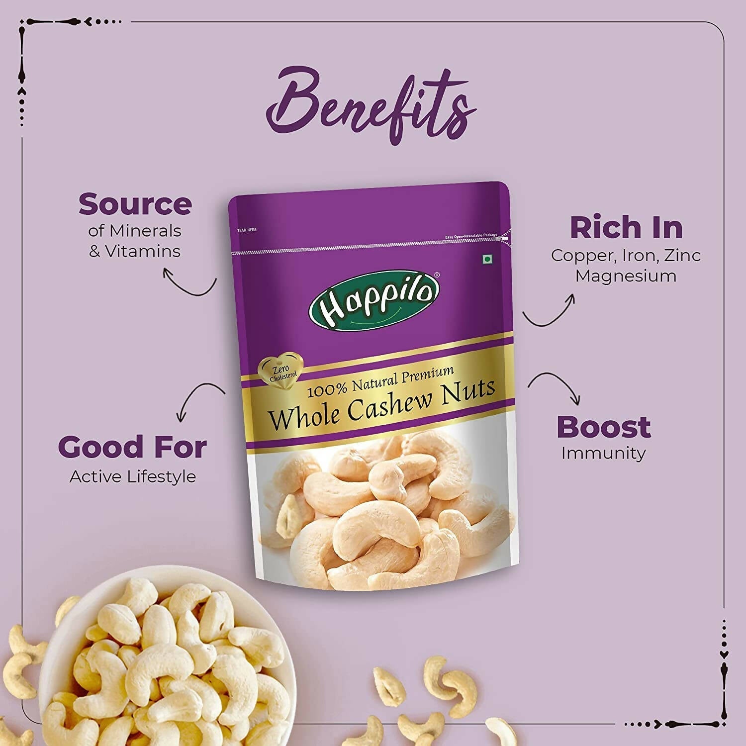 Happilo Premium Dry Fruit Combo (Almond, Cashews, Pistachios & Inshell Walnuts) Happilo