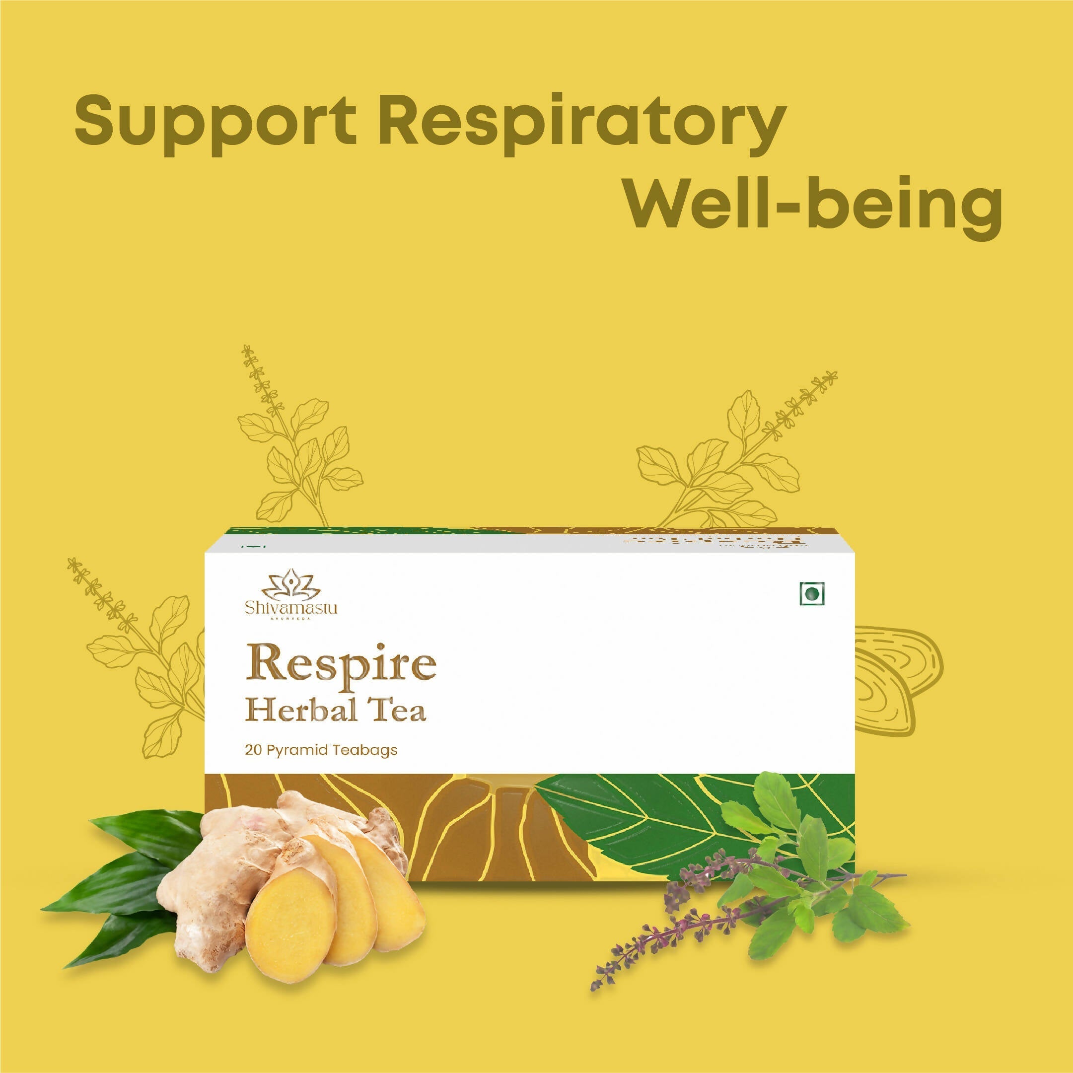 Shivamastu Ayurveda Respire Herbal Tea - 20 Pyramid Teabags Shivamastu Ayurveda