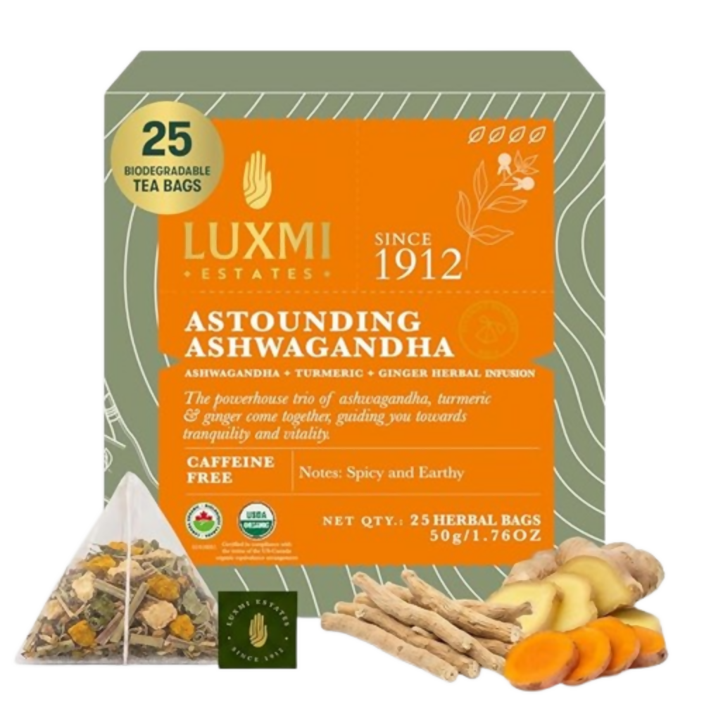 Luxmi Estates Astounding Ashwagandha – Certified Organic Herbal Infusion - Dista