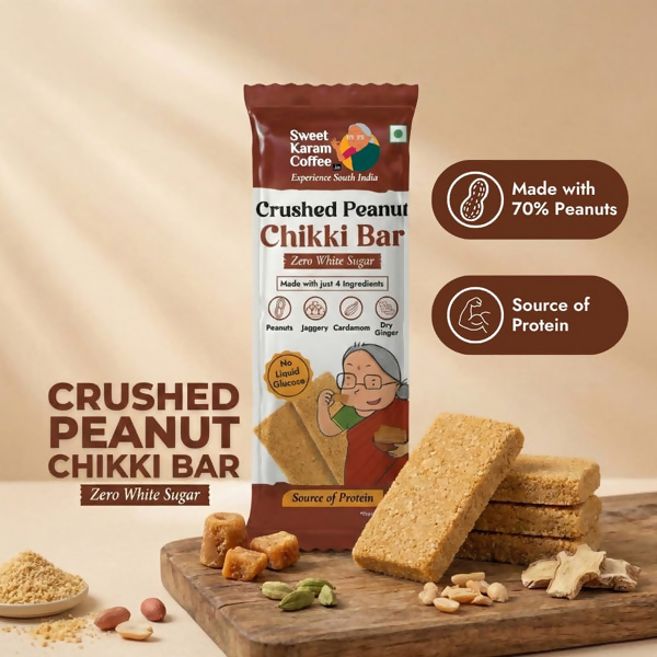 Sweet Karam Coffee Crushed Peanut Chikki Bar (Zero White Sugar) Sweet Karam Coffee