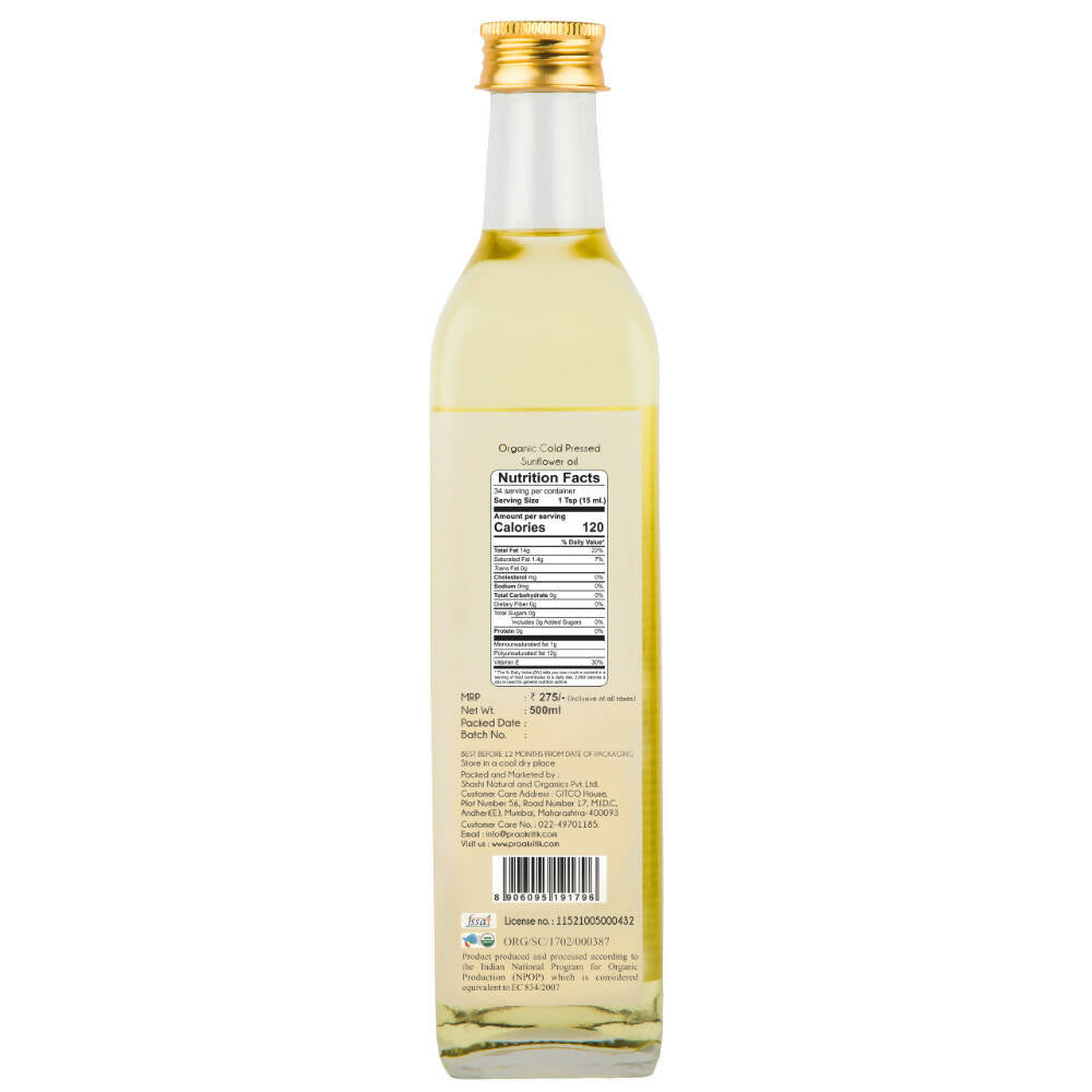 Praakritik Organic Cold Pressed Sunflower Oil Praakritik