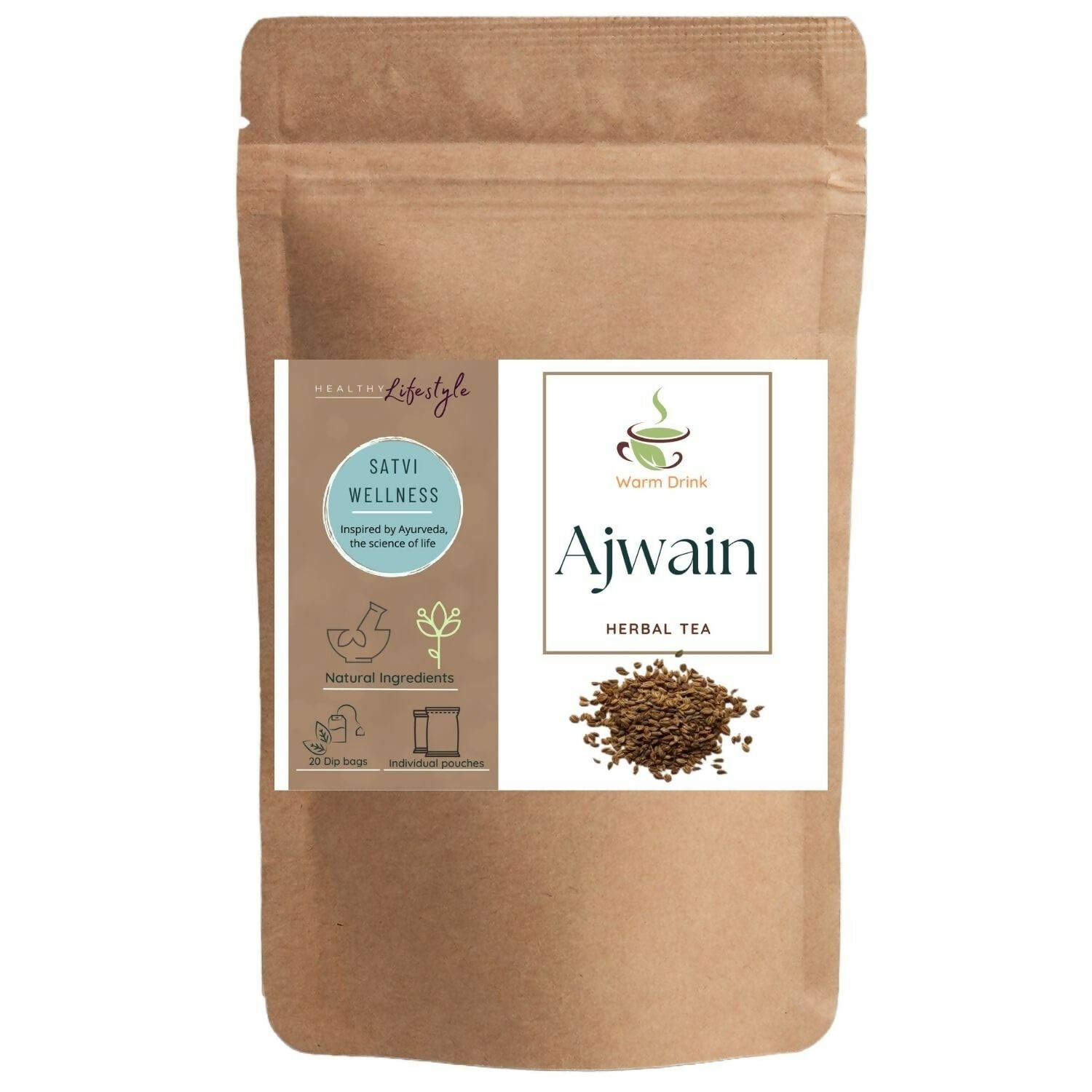 Satvi Wellness Ajwain Tea | Carom Seed Tea Bags | Herbal Tea Satvi Wellness