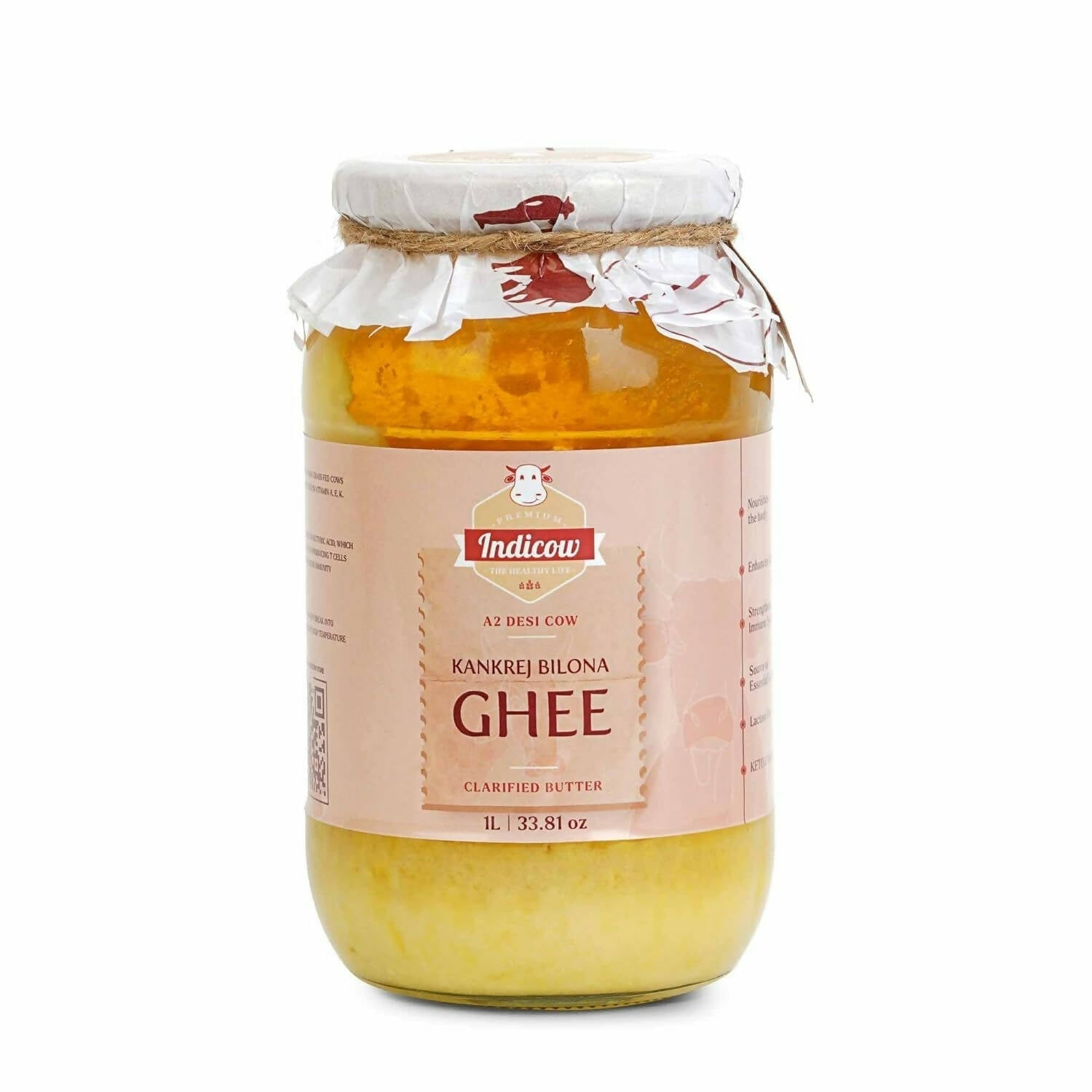Indicow Foods Kankrej Bilona A2 Cow Ghee | 100% Desi Cow Ghee | Premium A2 Desi Ghee | Cultured Cow Pure Ghee Indicow