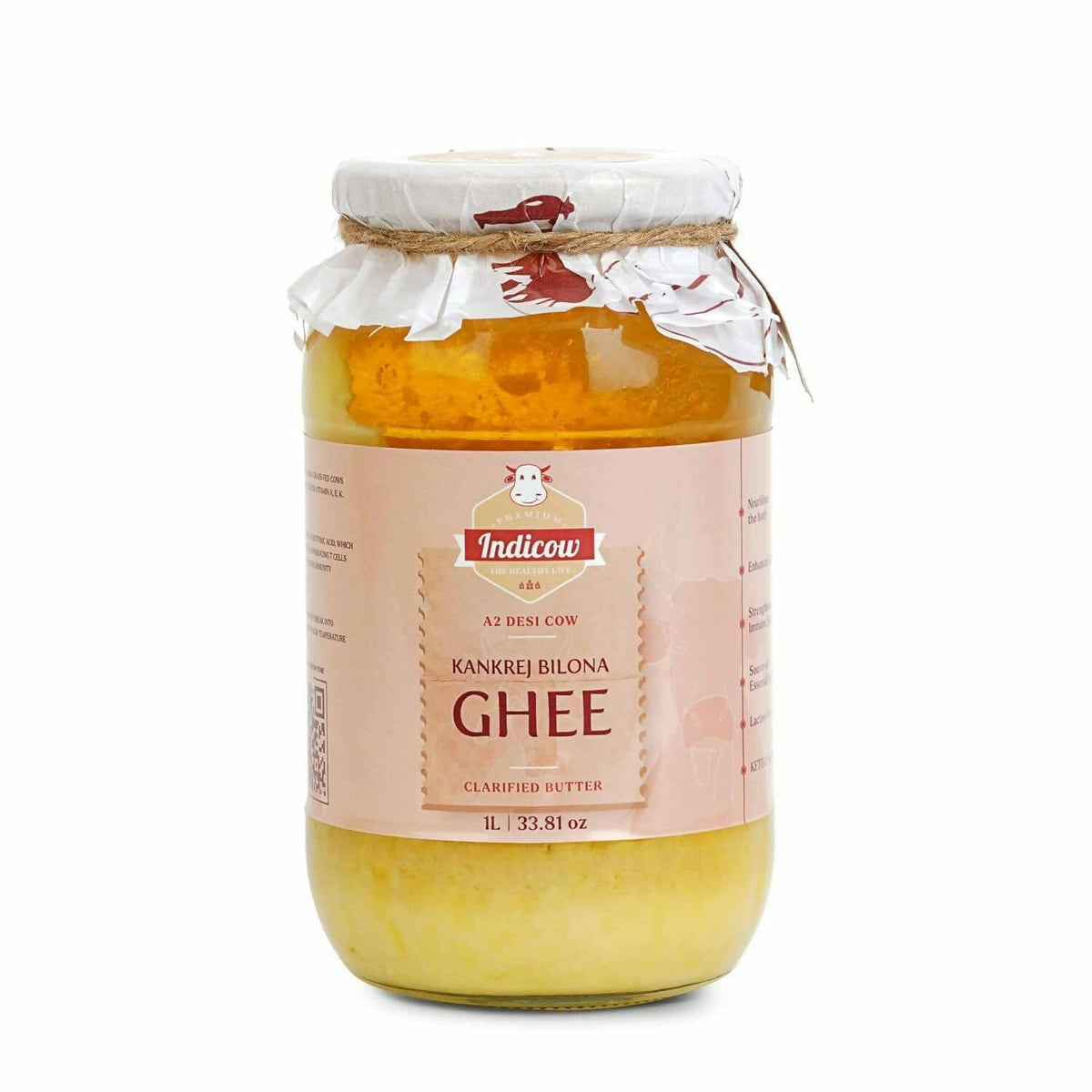 Indicow Foods Kankrej Bilona A2 Cow Ghee | 100% Desi Cow Ghee | Premium A2 Desi Ghee | Cultured Cow Pure Ghee Indicow