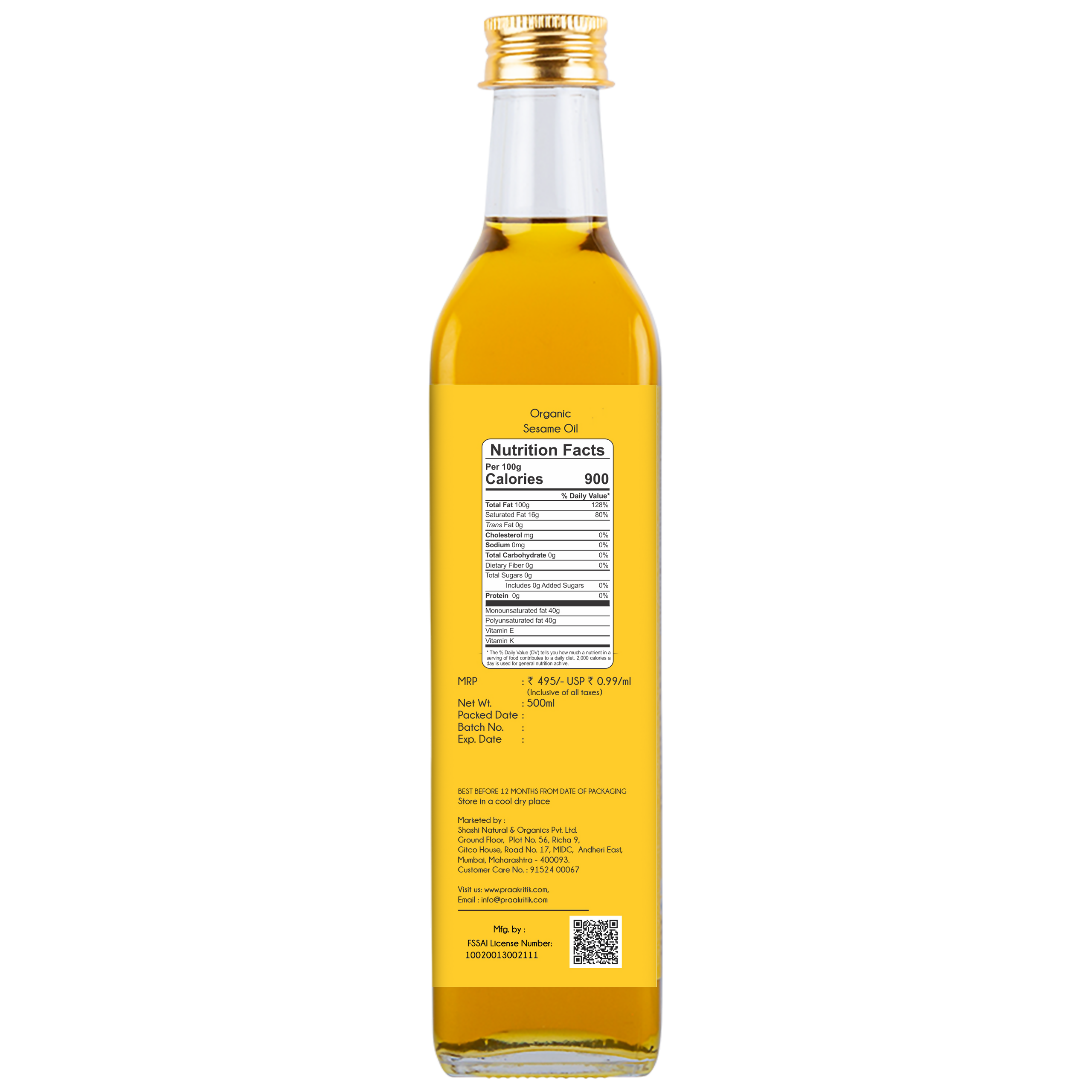 Praakritik Organic Sesame Oil Praakritik