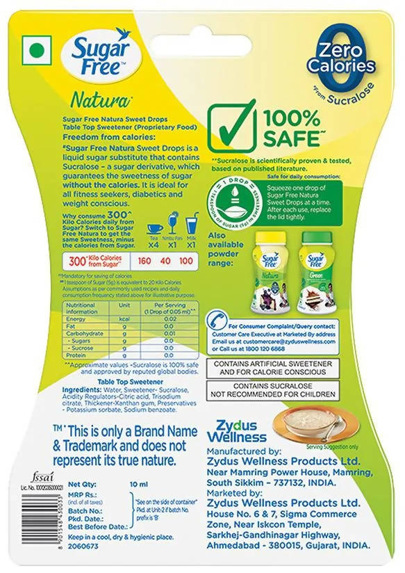 Sugar Free Natura Zero Calories Sweet Drops Sugar Free