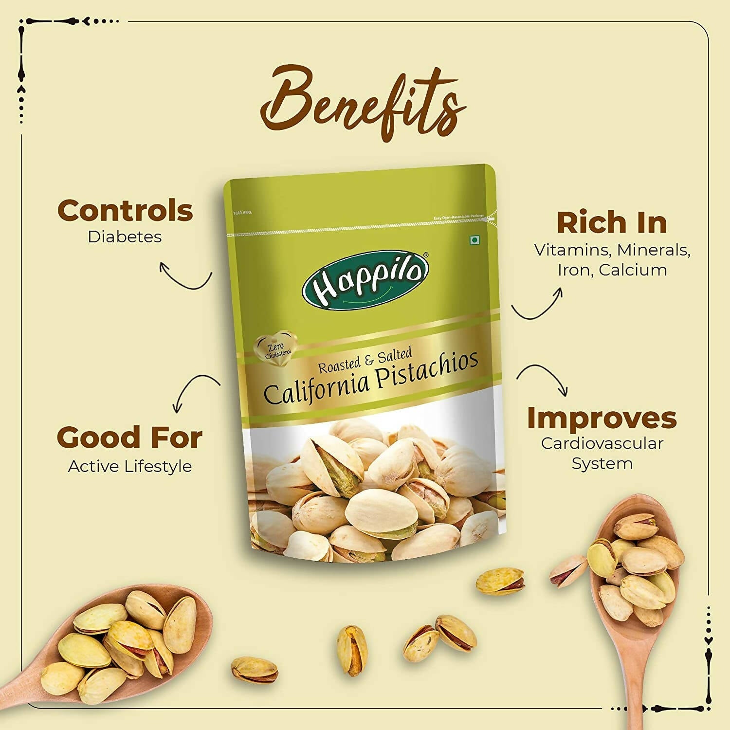 Happilo Premium Dry Fruit Combo (Almond, Cashews, Pistachios & Inshell Walnuts) Happilo