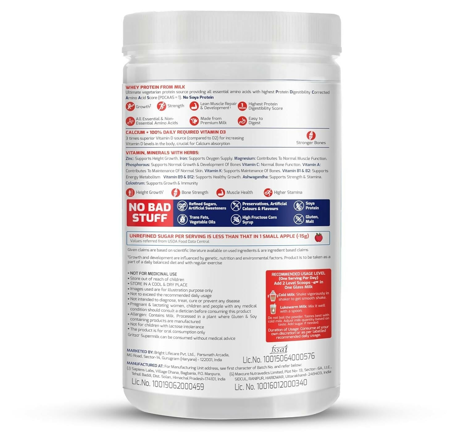 Gritzo Supermilk Height+ Health Drink For 13+Y Boys - Double Chocolate Gritzo
