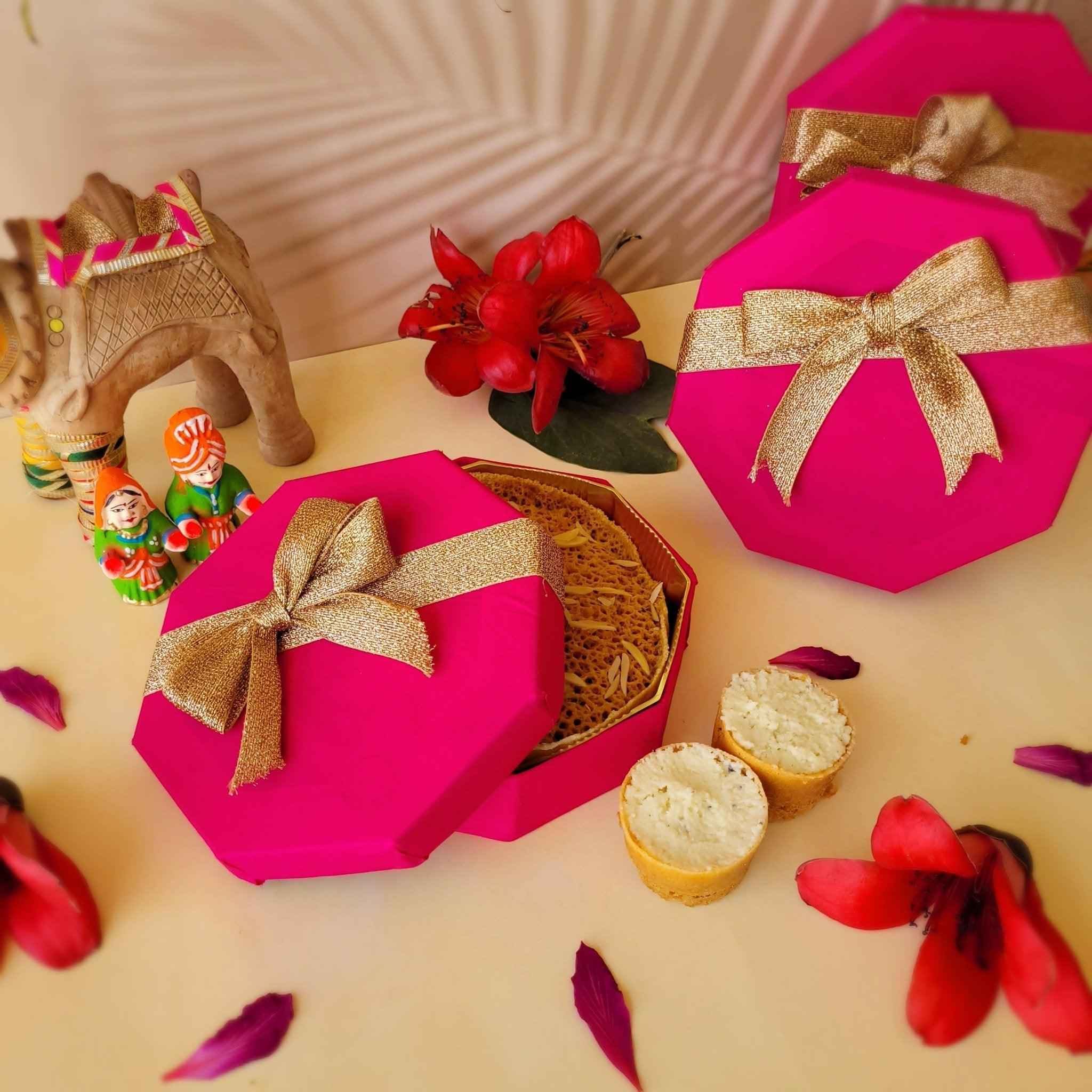 SweeDesi Meetha Ghewar - 1 Pc Hamper Pink SweeDesi