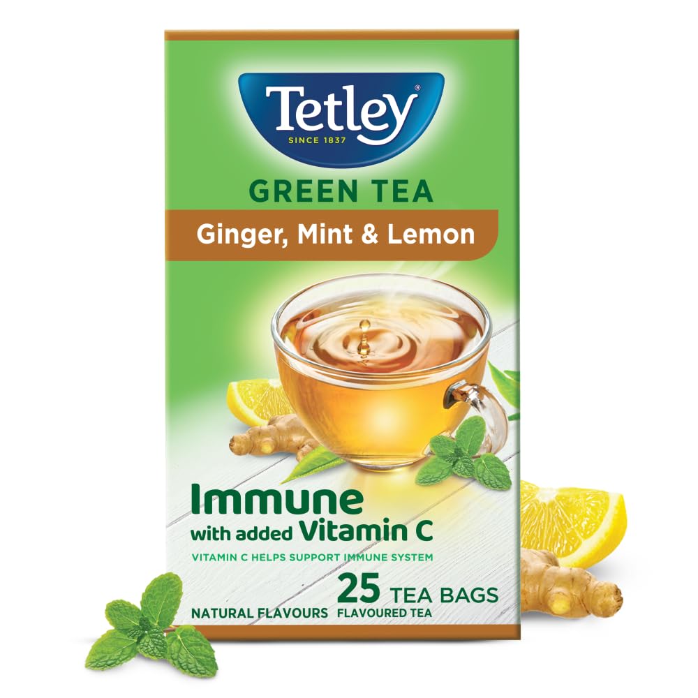 Tetley Green Tea Ginger, Mint and Lemon Tea Bags - Safuron