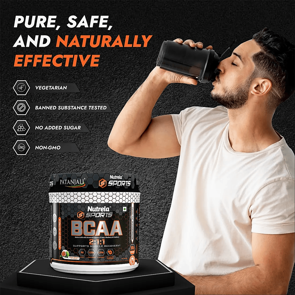Patanjali Nutrela Sports BCAA Powder Spicy (Guava Flavour) Patanjali