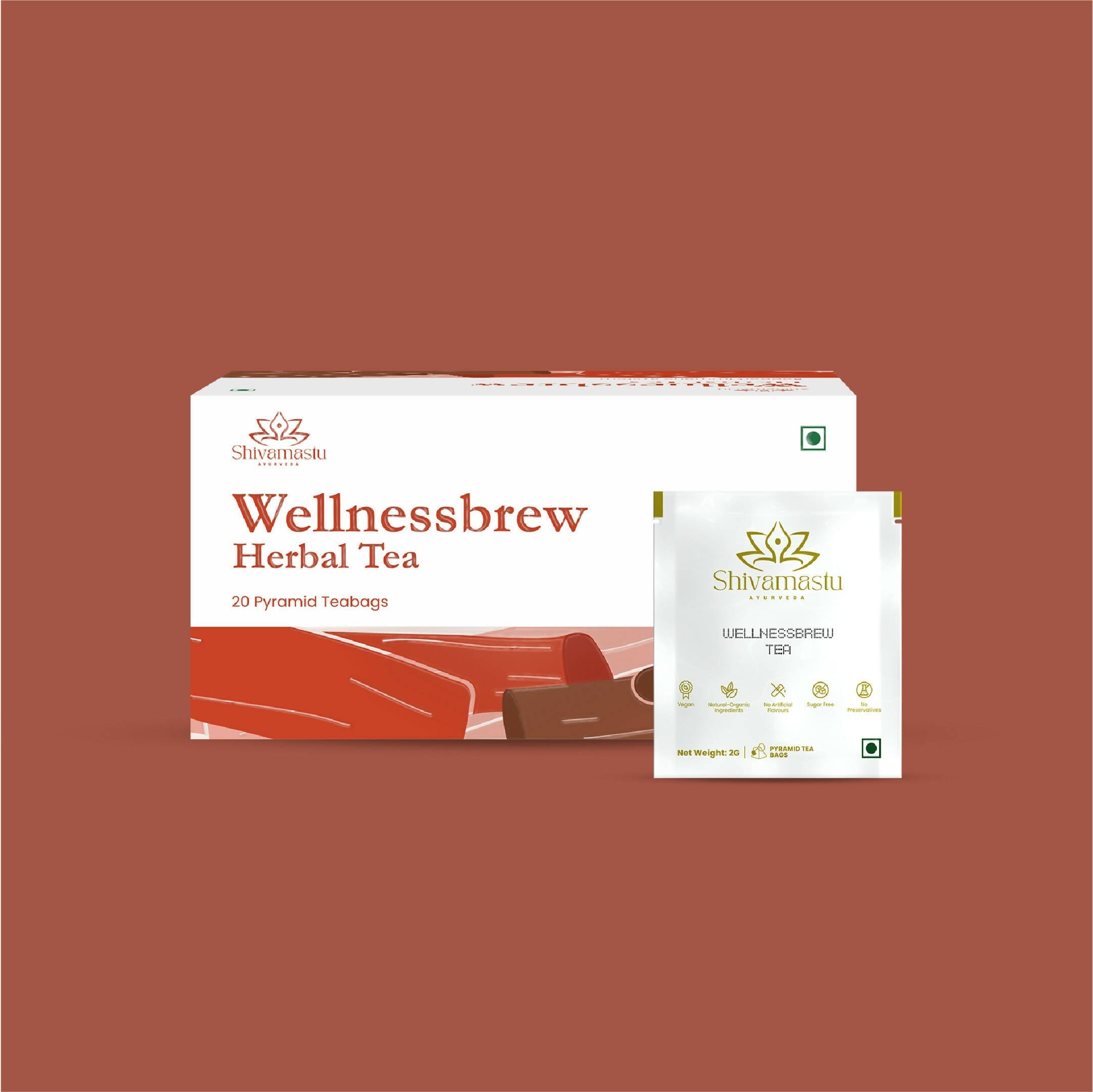 Shivamastu Ayurveda Wellnessbrew Herbal Tea - 20 Pyramid Teabags Shivamastu Ayurveda