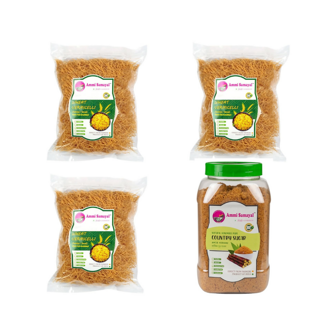 Ammi Samayal Wheat Vermicelli (Semiya/Sevai) and Country Sugar Combo - Safuron