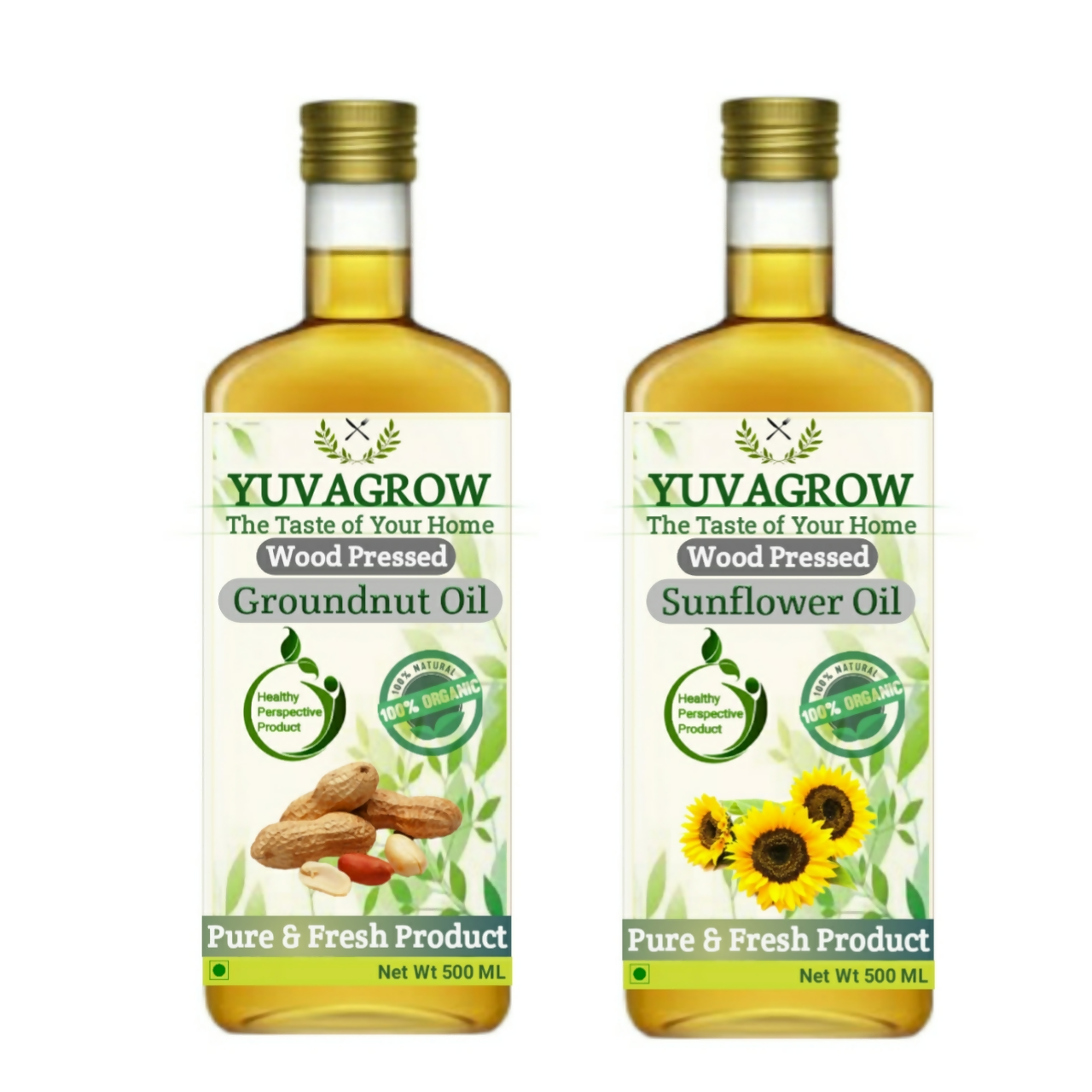 Yuvagrow Wood Pressed Groundnut & Sunflower Oil - Combo Yuvagrow