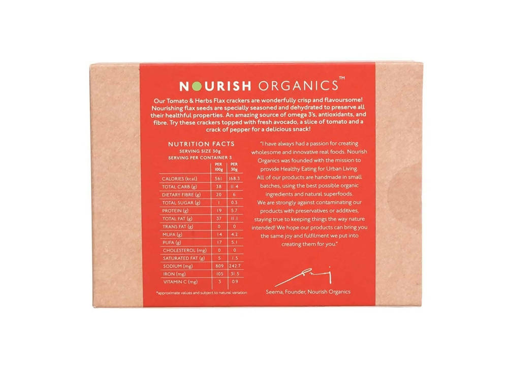 Nourish Organics Tomato Herb Flax Crackers Nourish Organics
