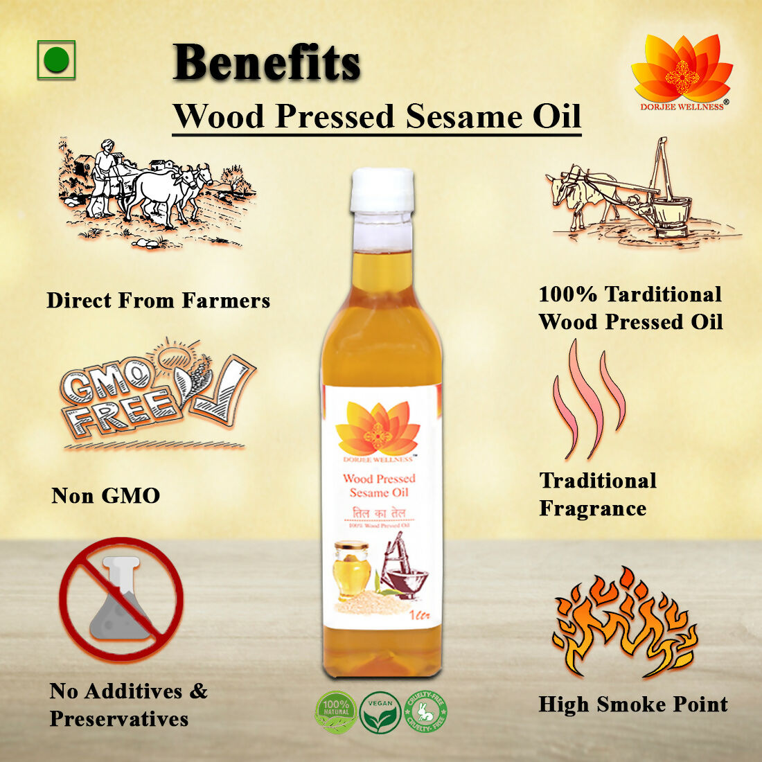 Dorjee Wellness Wood Pressed Sesame Oil Dorjee Wellness
