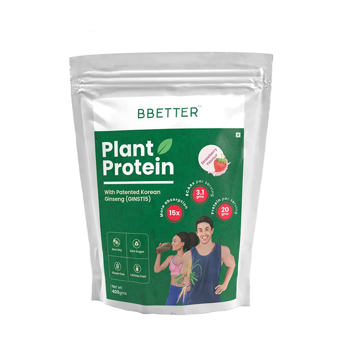 BBETTER Plant Protein Powder for Men & Women - Strawberry Flavour - Safuron