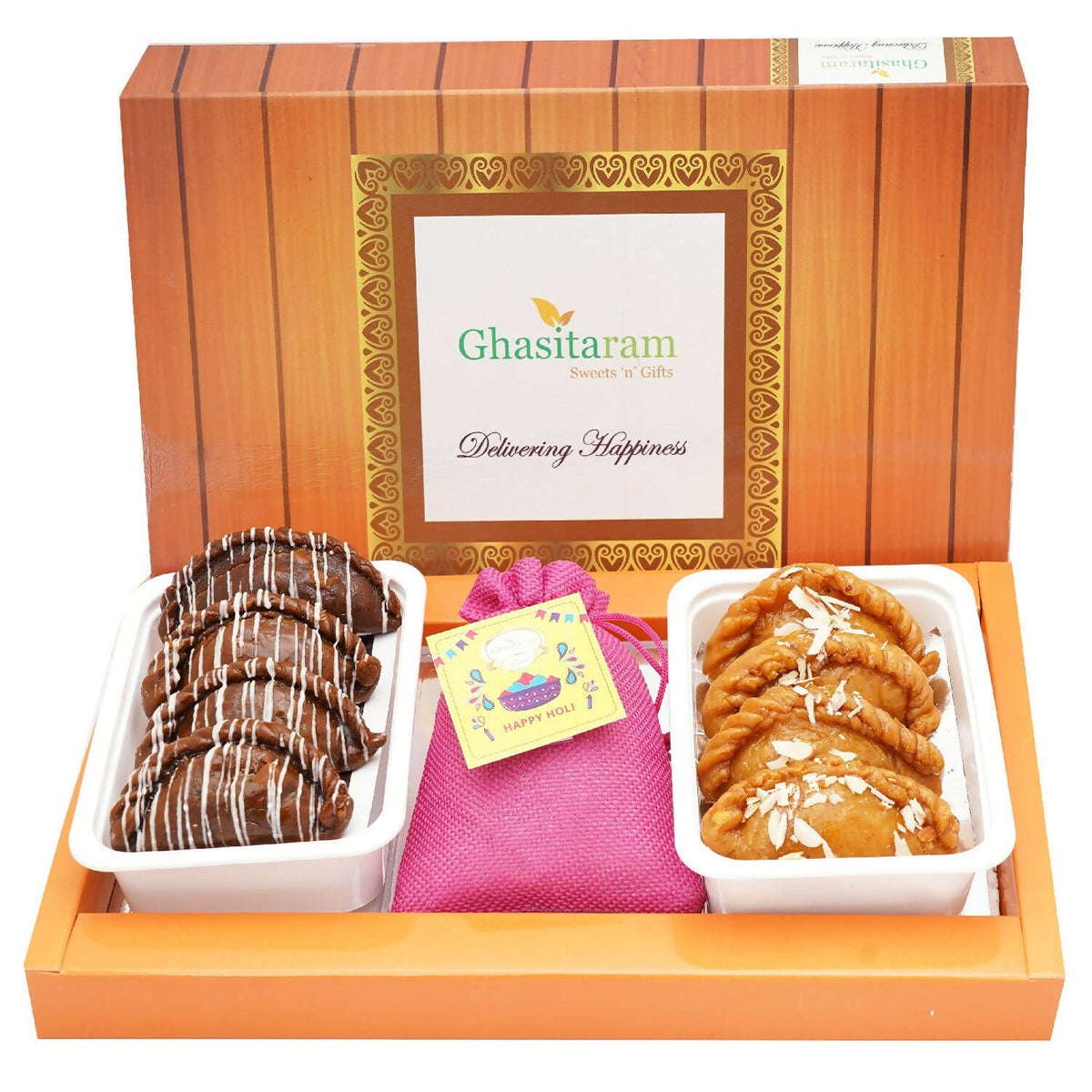 Ghasitaram Assorted Box of Gujiyas, Chocolate Gujiyas and Thandai - Safuron
