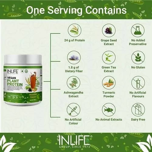 Inlife Vegan Plant Protein Powder Chocolate Flavour Inlife