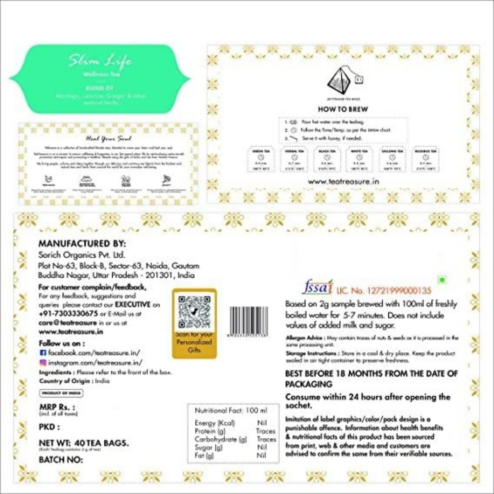 Tea Treasure Slim Life Tea Bags Tea Treasure
