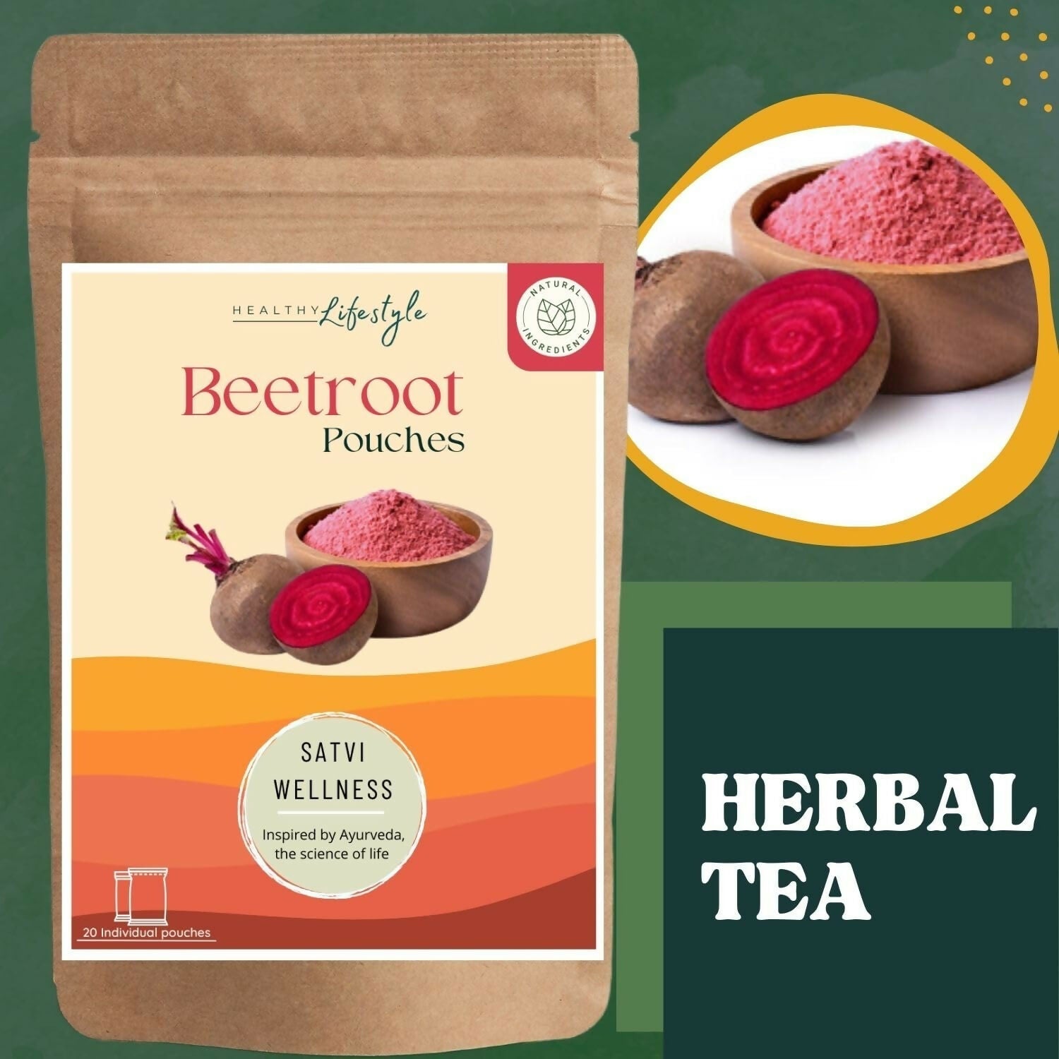 Satvi Wellness Beetroot Powder Pouches Satvi Wellness