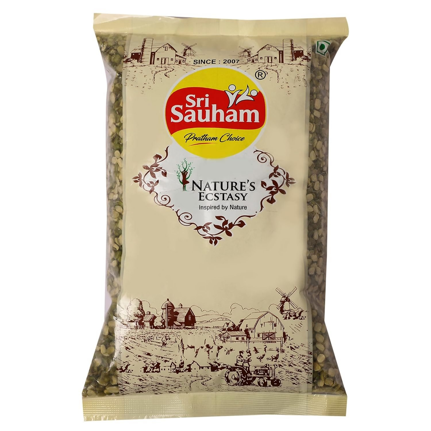 Sri Sauham Premium Unpolished Moong Chilka Dal - Safuron