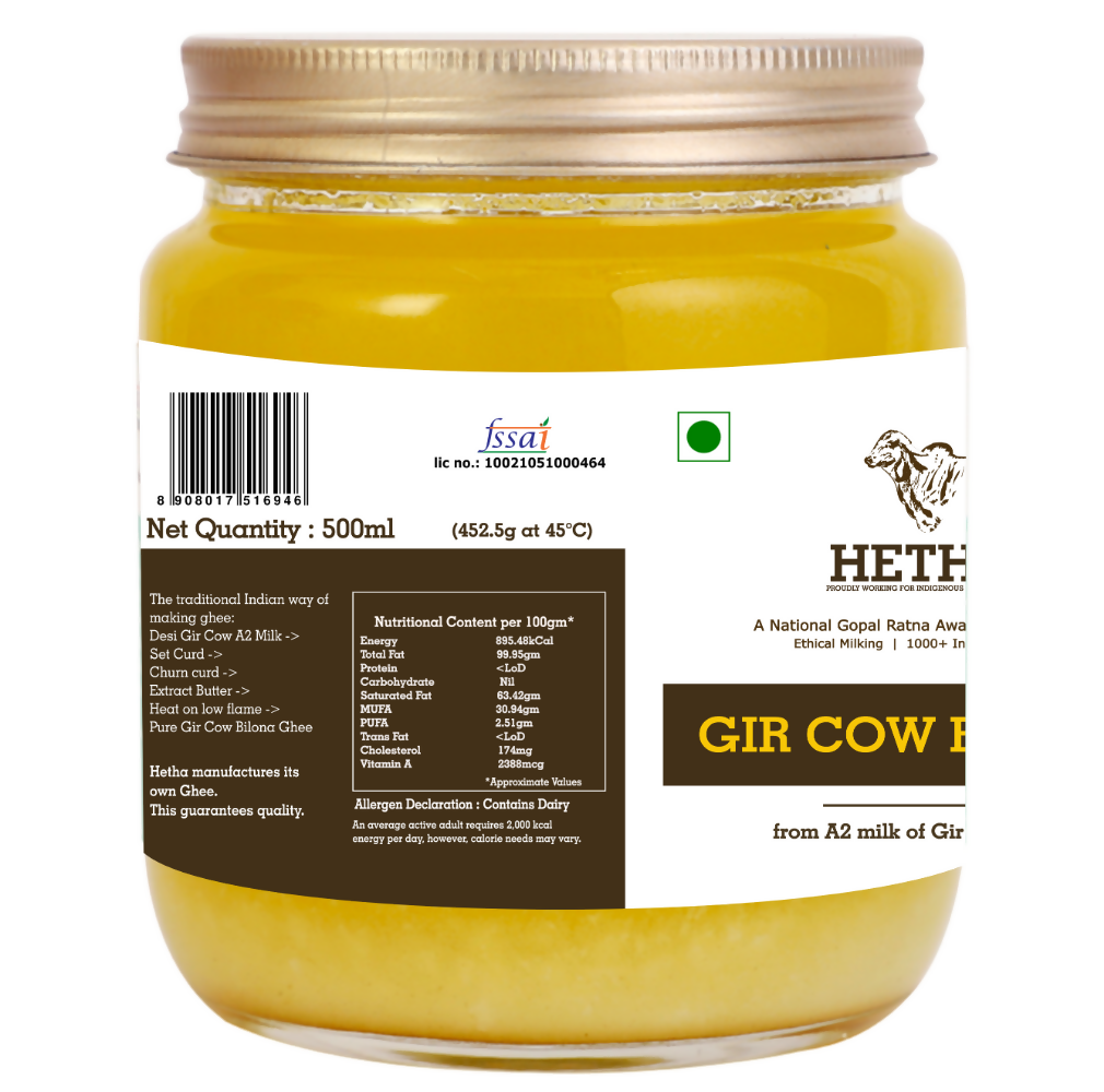 Hetha Gir Cow A2 Cultured Bilona Ghee / A2 Ghee Hetha