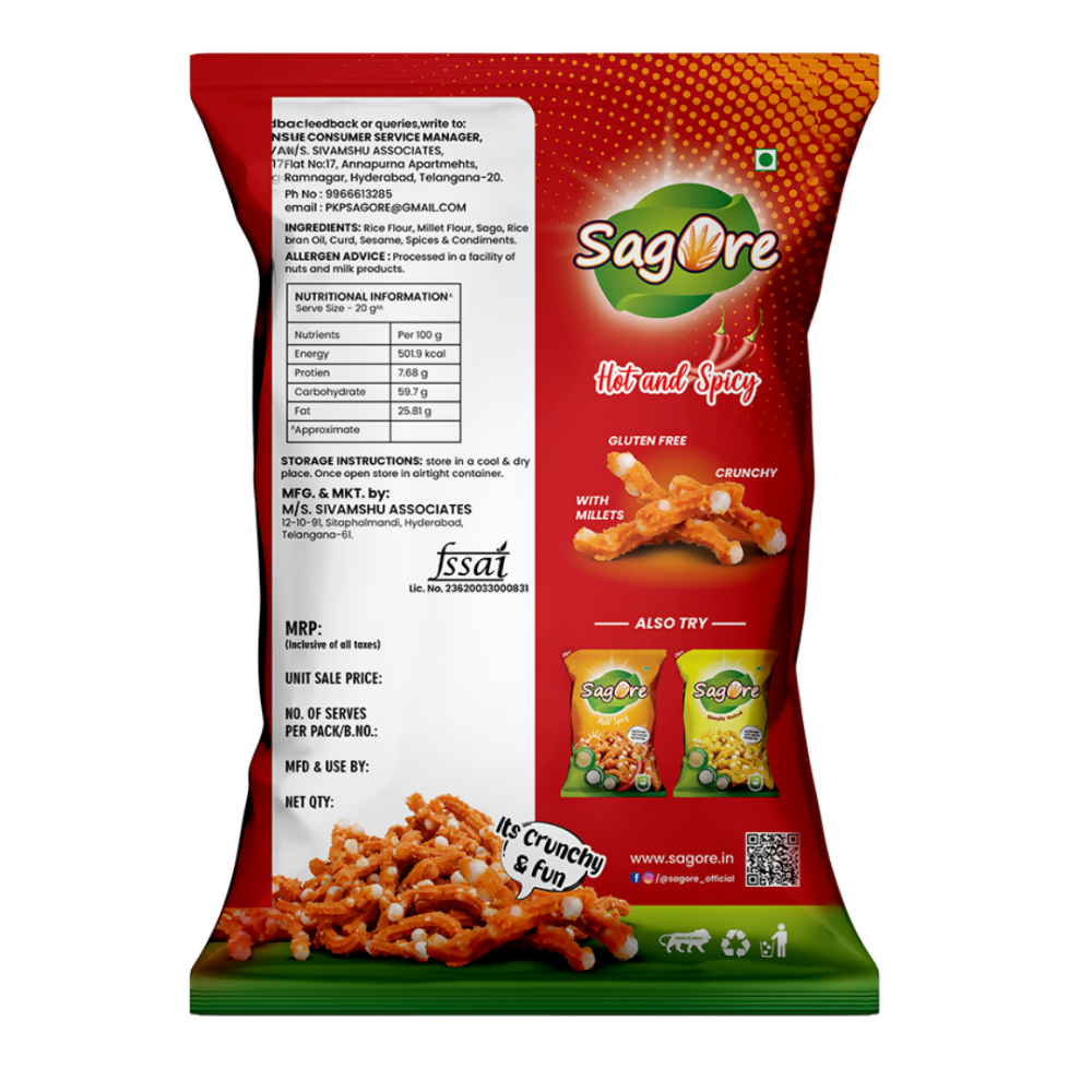 Sagore Millet Namkeen Hot & Spicy Sagore