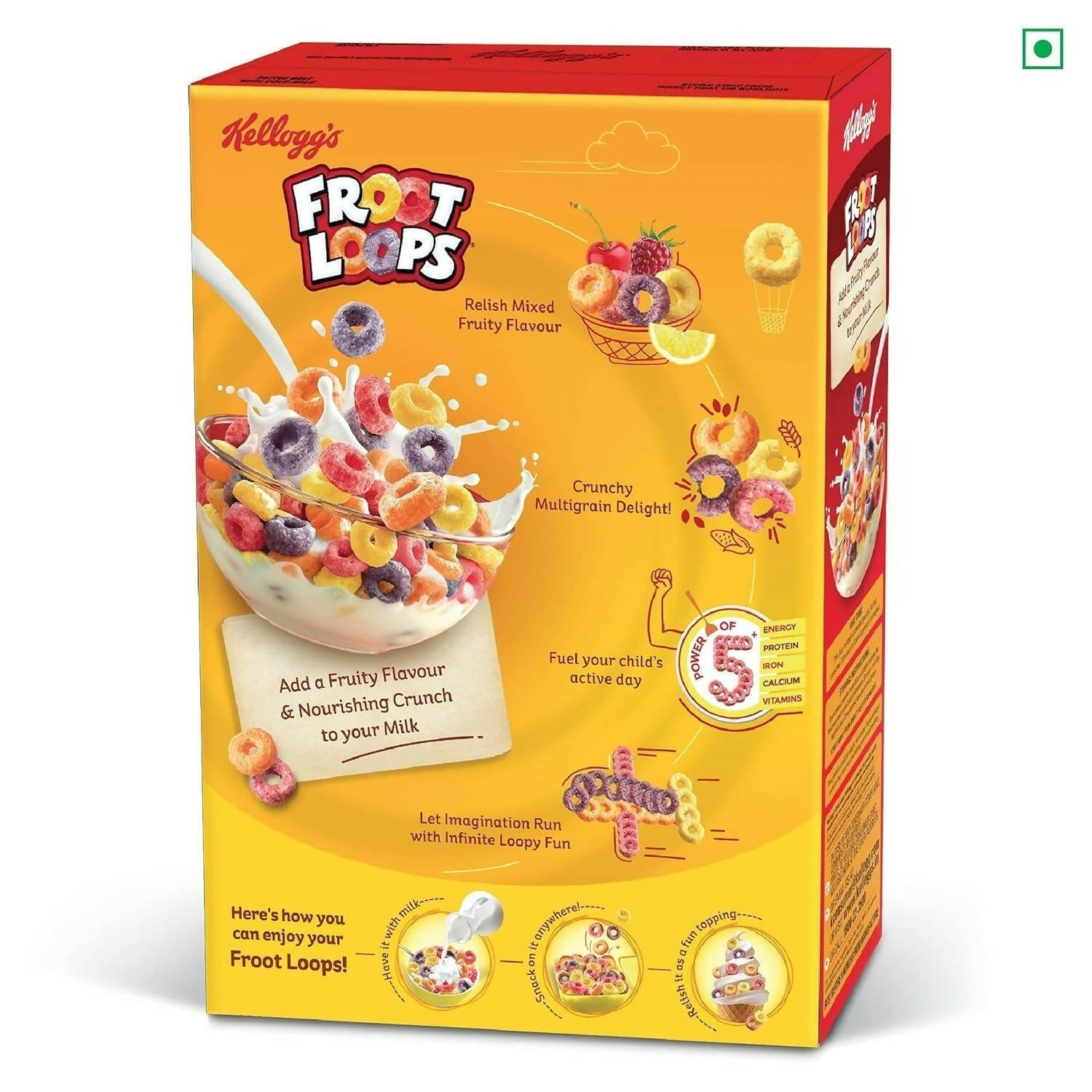 Kellogg’s Froot Loops Crunchy Multigrain Breakfast Cereal for Kids, Mixed Fruit Flavor Kellogg's