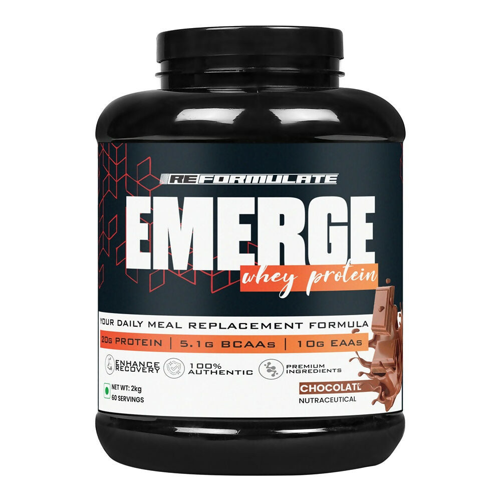 Reformulate Emerge I Whey Protein I Your Daily Meal Replacement Formula I 20 G I Protein I 5.1 G Bcaa's I 10 G Eaa's - Chocolate Reformulate