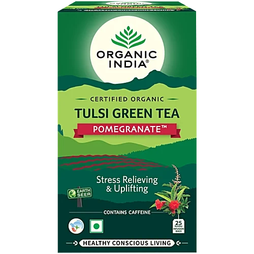 Organic India Tulsi Green Tea, Pomegranate, 25 Tea Bags - Safuron