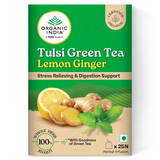 Organic India Tulsi Green Tea Lemon Ginger 25 Tea Bags Organic India