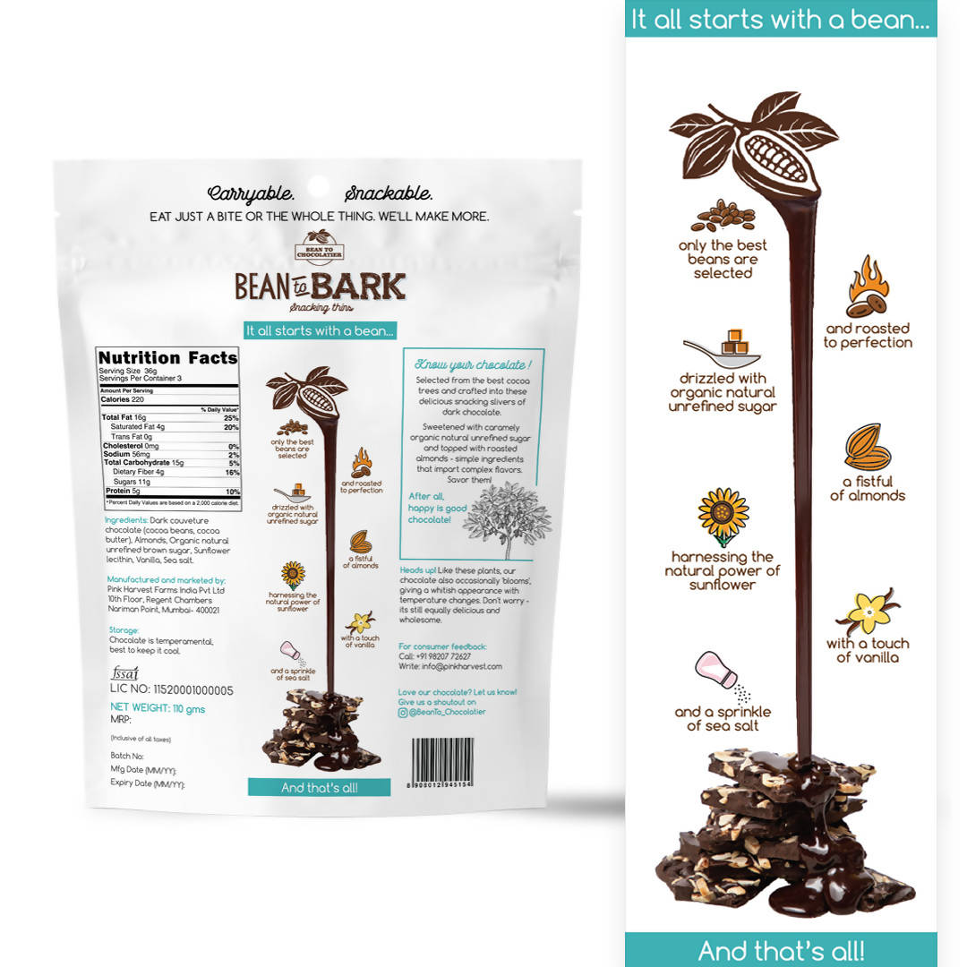 Pink Harvest Bean To Bark Dark Chocolate Almond Crunch Pink Harvest