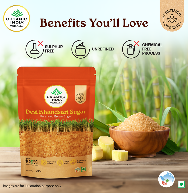 Organic India Desi Khandsari Sugar (Unrefined Brown Sugar) Organic India