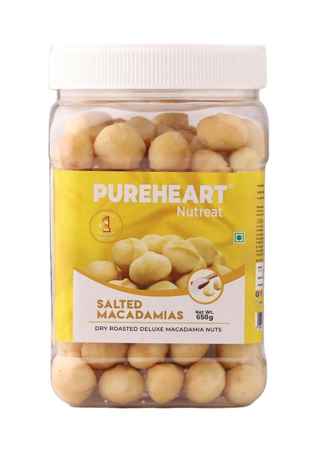 Pureheart Nutreat Salted Macadamia|Premium Dry Roasted Macadamia Nuts - Safuron