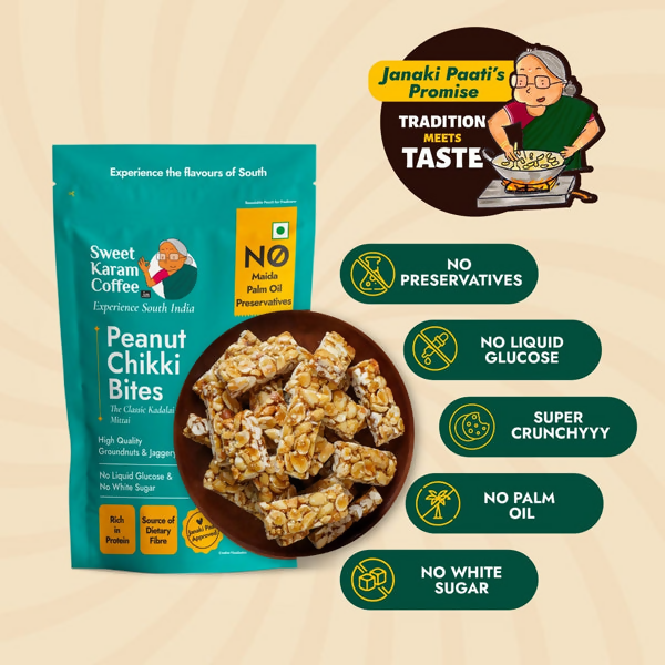 Sweet Karam Coffee Peanut Chikki (Zero White Sugar) Sweet Karam Coffee