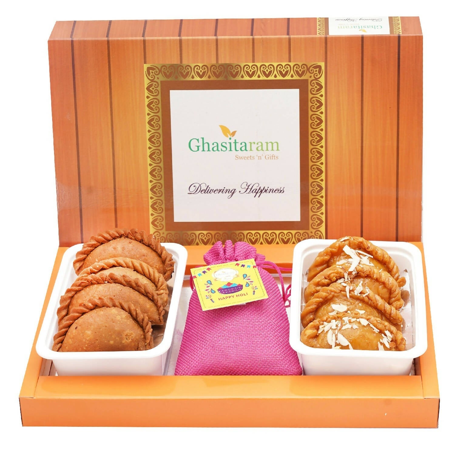 Ghasitaram Assorted Box of Gujiyas, Dry Sweet Gujiyas and Thandai - Safuron