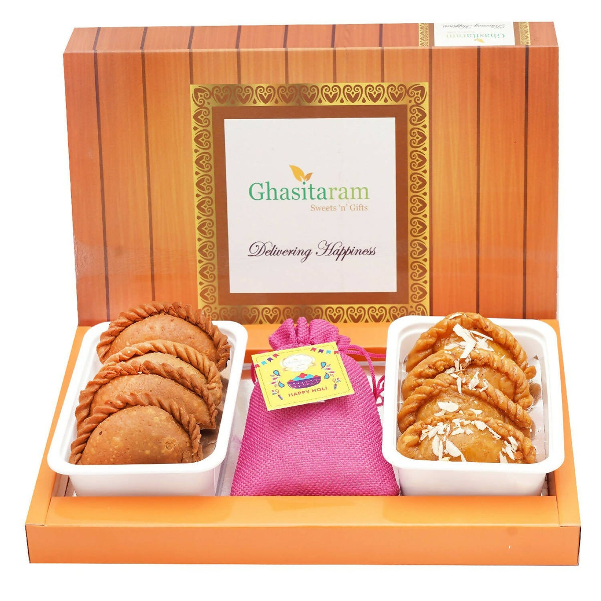 Ghasitaram Assorted Box of Gujiyas, Dry Sweet Gujiyas and Thandai - Safuron