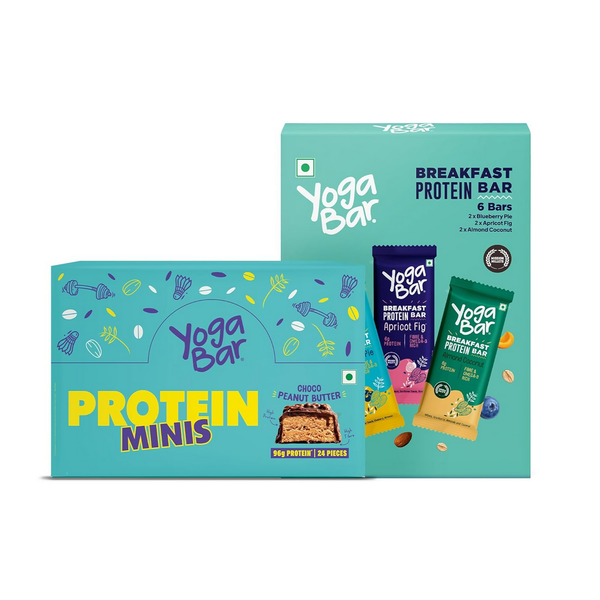 Yoga Bar Protein Variety Pack, Breakfast Protein Bars & Choco Peanut Butter Minis - Safuron