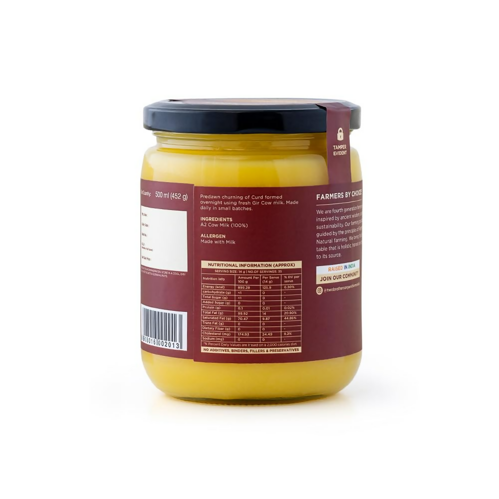 Two Brothers Organic Farms A2 Ghee Butter Organic Grass Fed From Gir Cow Two Brothers Organic Farms