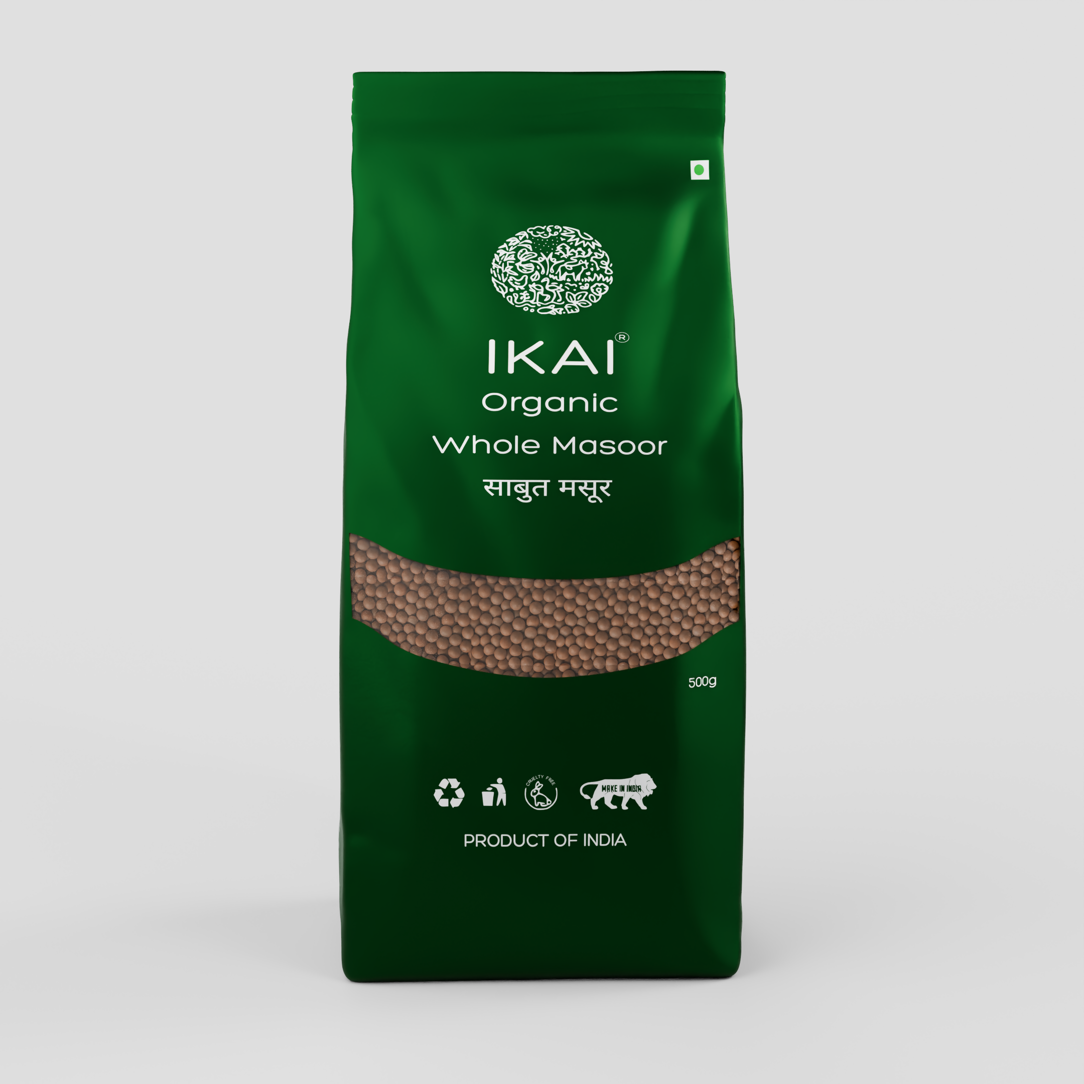 IKAI Organic Whole Masoor (Unpolished Red Lentil) IKAI