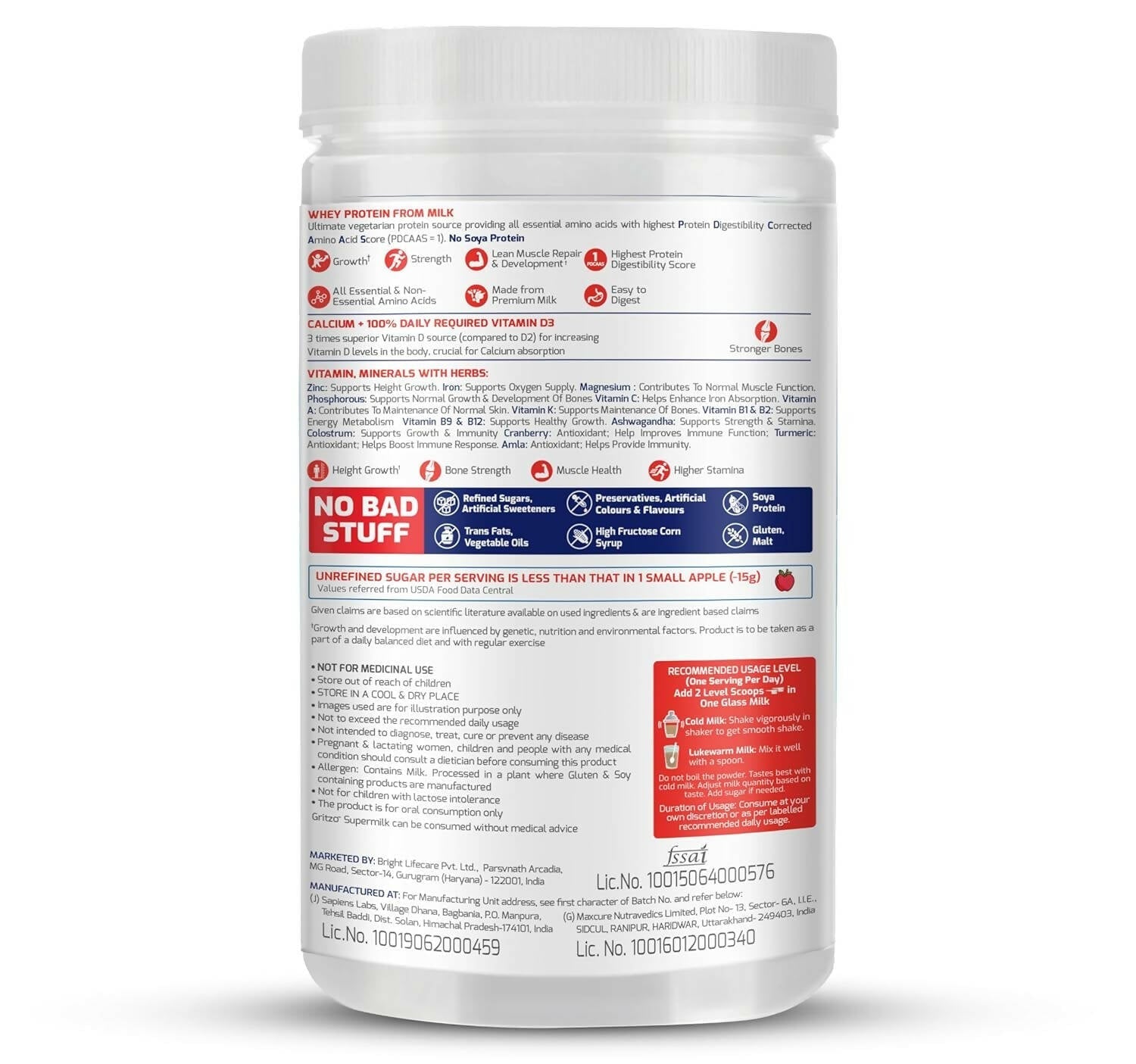 Gritzo Supermilk Height+ Health Drink For 13+Y Girls - Double Chocolate Gritzo