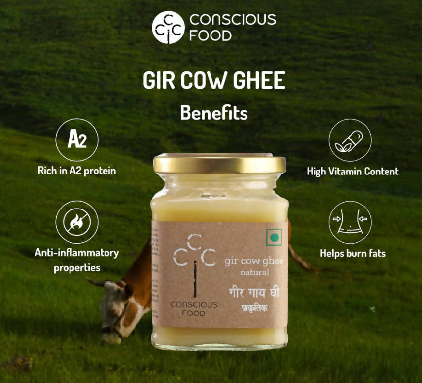 Conscious Food A2 Gir Cow Ghee (Bilona Preparation) | 100% Gir Cow Ghee | Homemade & Organic Ghee Conscious Food