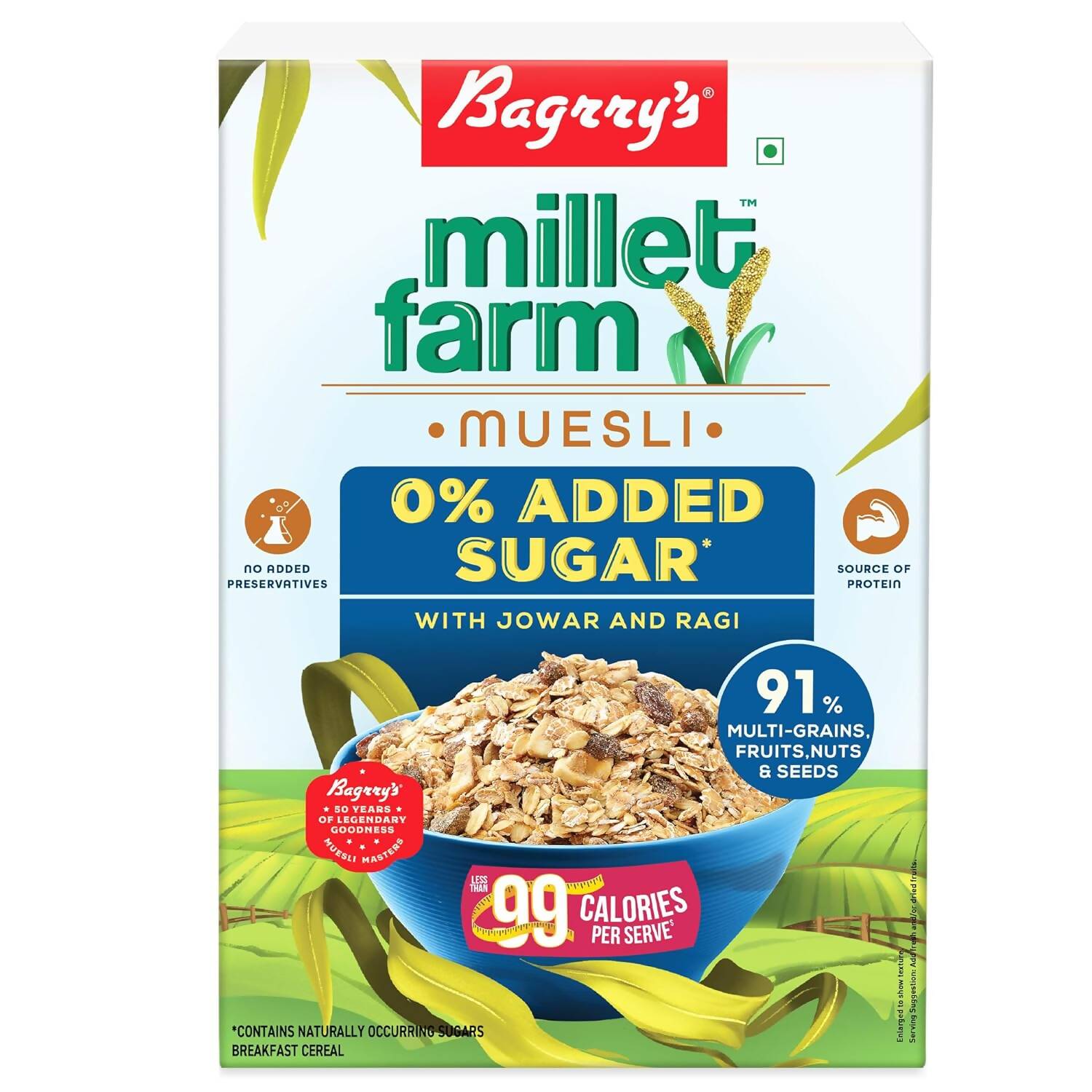Bagrry's Millet Farm Muesli 0% Added Sugar with Jowar and Ragi Bagrry's