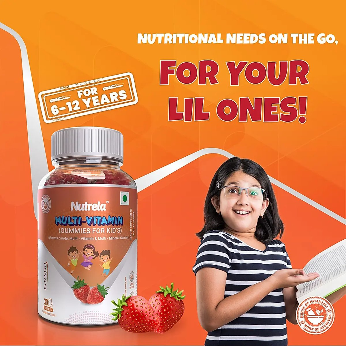 Patanjali Nutrela Multi- Vitamin Kids Gummies- Straberry Flavour Patanjali