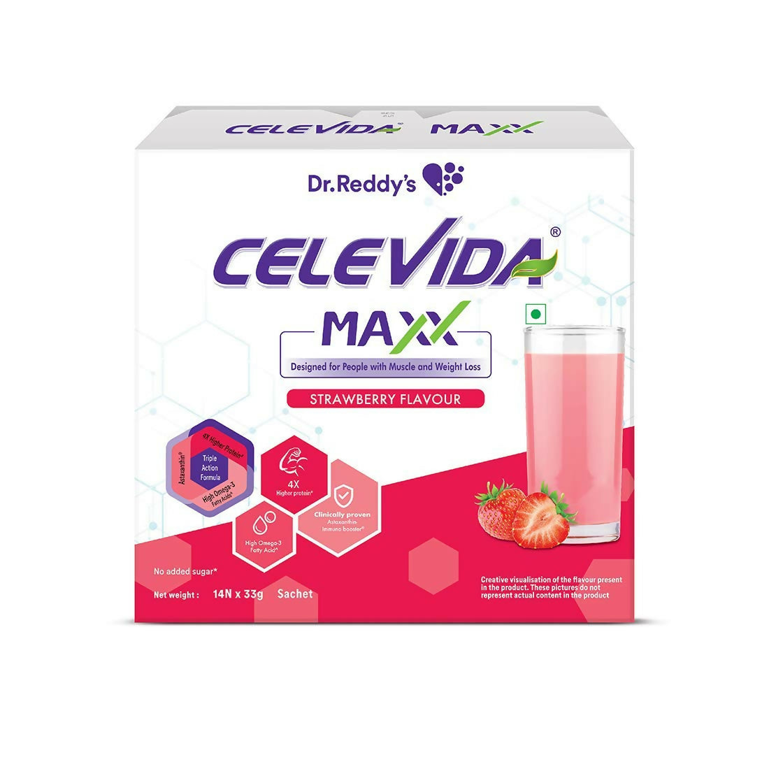 Celevida Maxx Nutrition Powder Sachets - Strawberry Flavor Acuraglobe