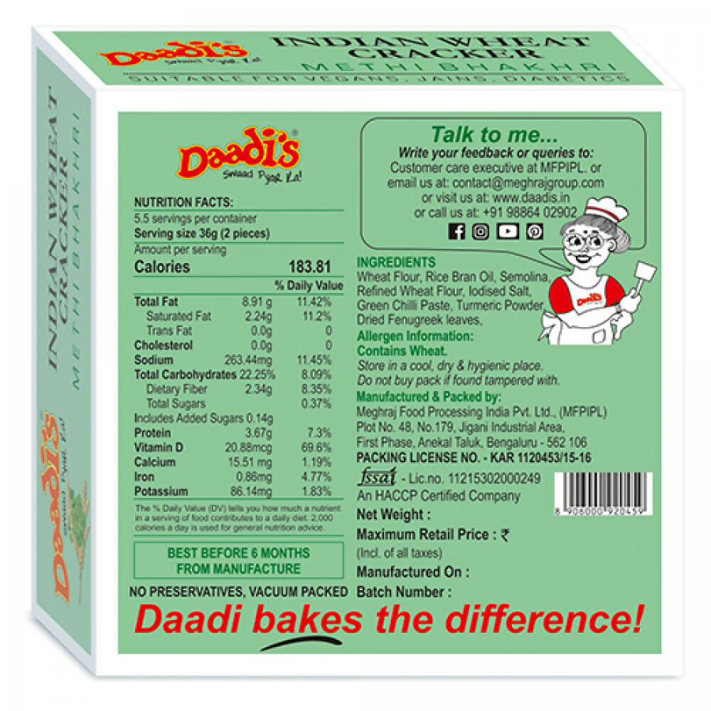 Daadi's Methi Bhakhri Daadi's