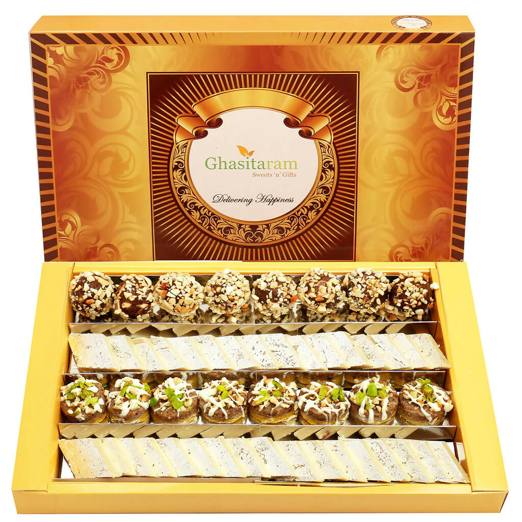 Ghasitaram Assorted Box Pure Kaju Katlis, Dryfruit Sweets - Safuron